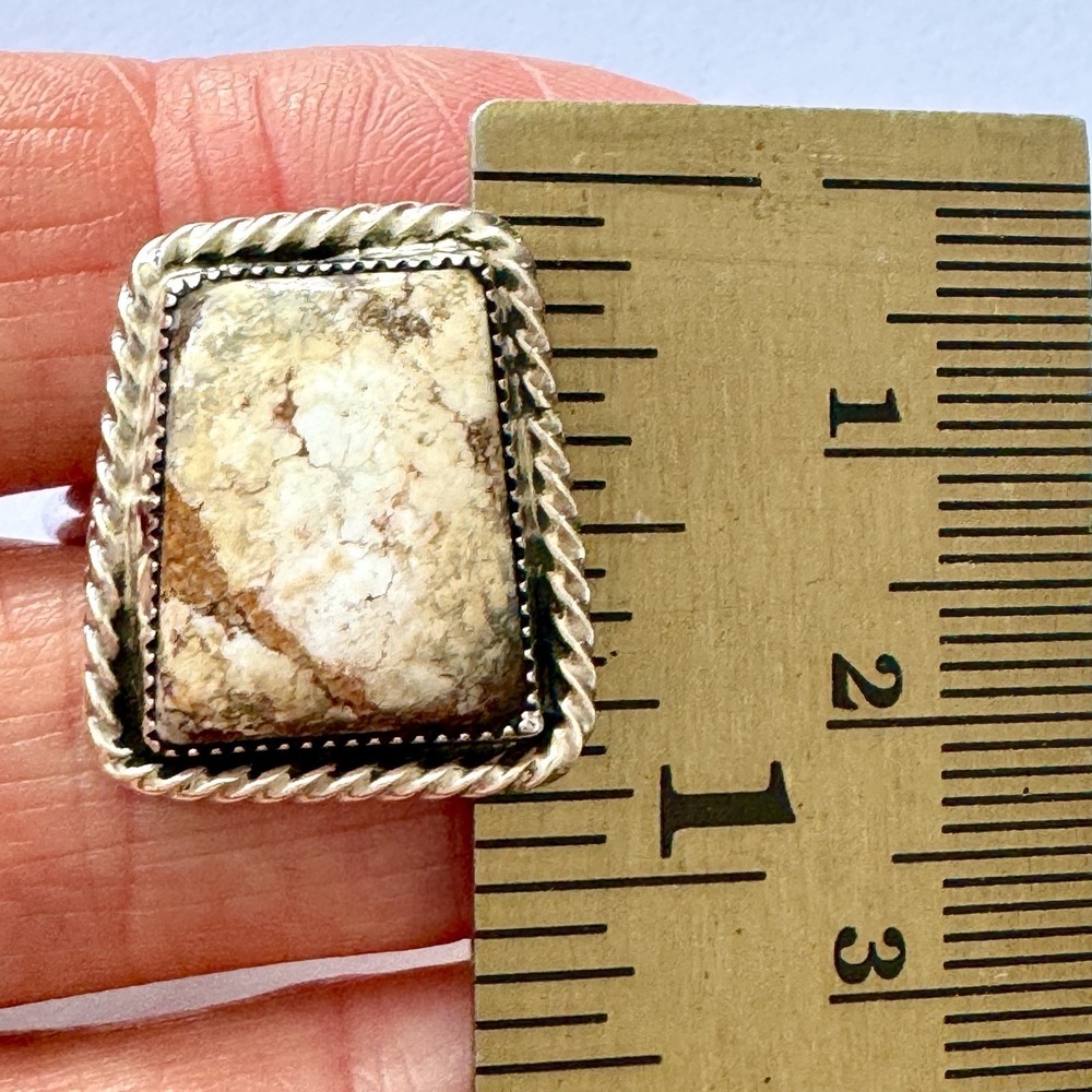 Navajo Wild Horse Ring Sz 11 Rectangle Native American Sterling USA Sawtooth - Picture 3 of 9